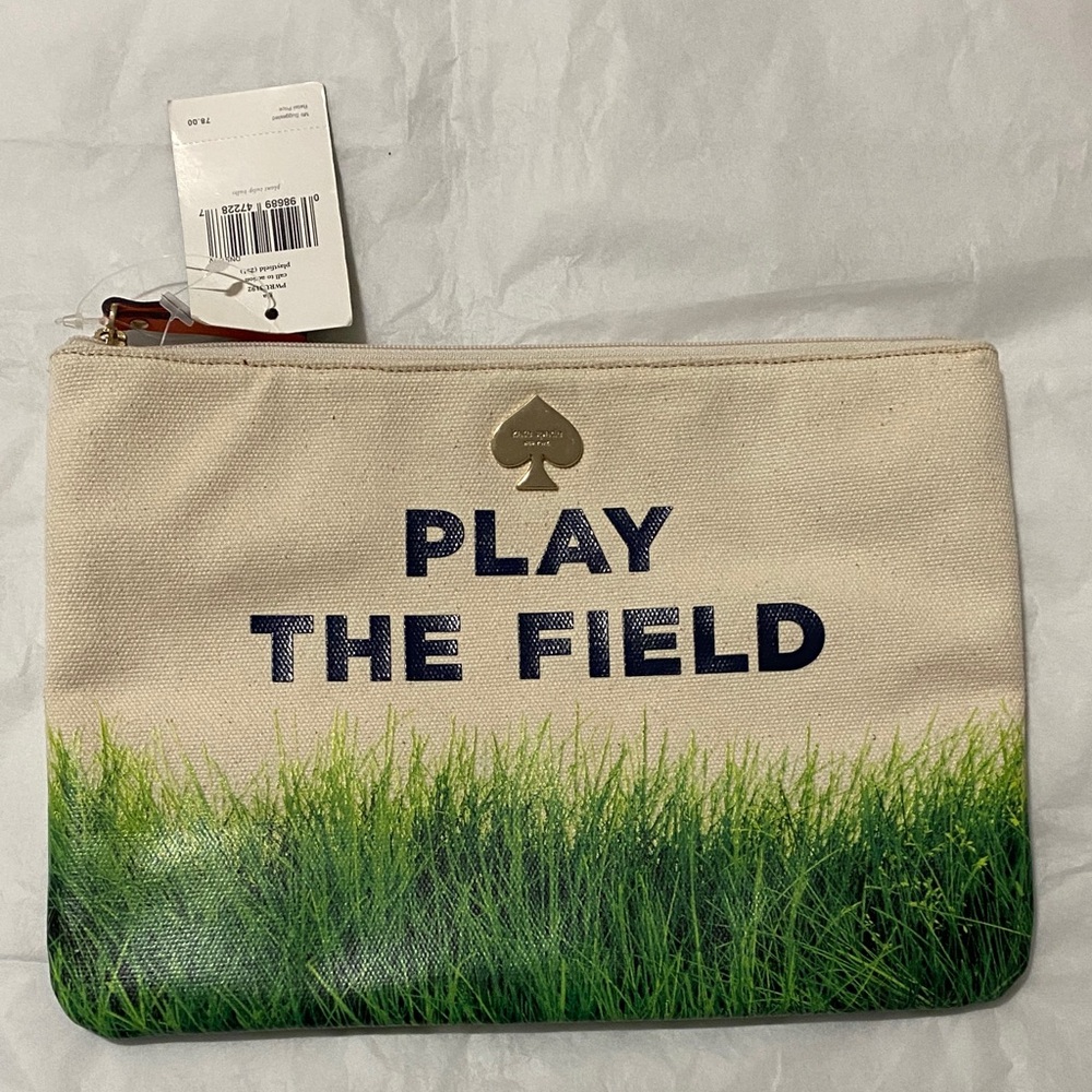 BNWT Kate Spade Cream and Green 'Play the Field' Pouch